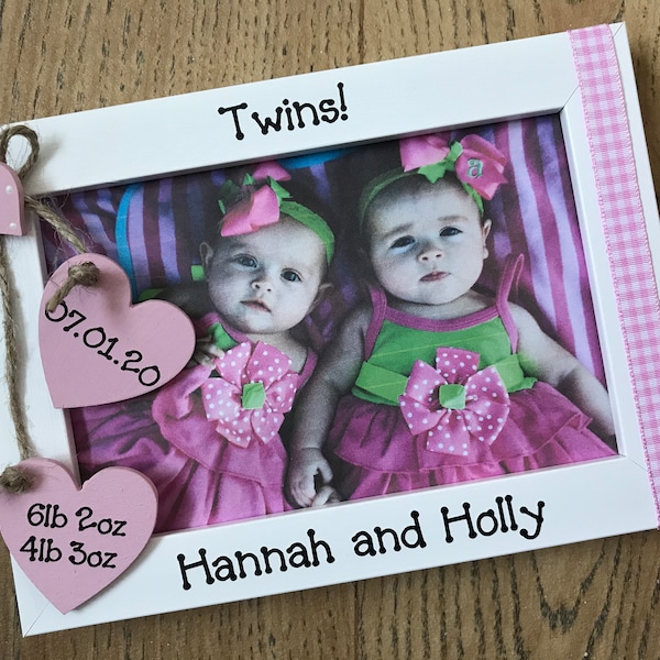 Personalised Handcrafted Twins Newborn Photo Picture Frame Gift Keepsake Nursery Bedroom Decor