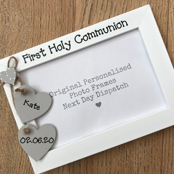 Handcrafted Personalised First Holy Communion Gift Photo Picture Frame Keepsake Quick Dispatch Any Wording 6x4" 5x7" 8x6" 10x8"