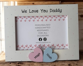 Personalized 'We Love You Daddy' Photo Frame, Handcrafted Keepsake Gift for Dad