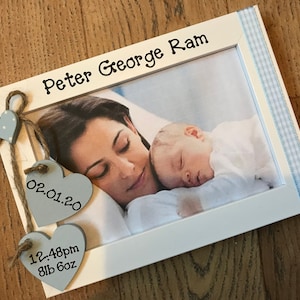 Personalized New Baby Photo Frame - Custom Name & Birth Details