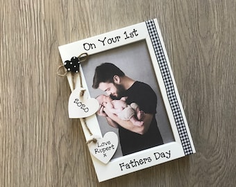 Personalised Handcrafted First Fathers Day Daddy Dad Photo Picture Frame Birthday Gift Keepsake Any Wording