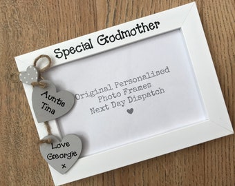 Handcrafted Personalised Special Godmother Christening Day Thank You Gift Photo Picture Frame Keepsake Any Wording 6x4" 5x7" 8x6" 10x8