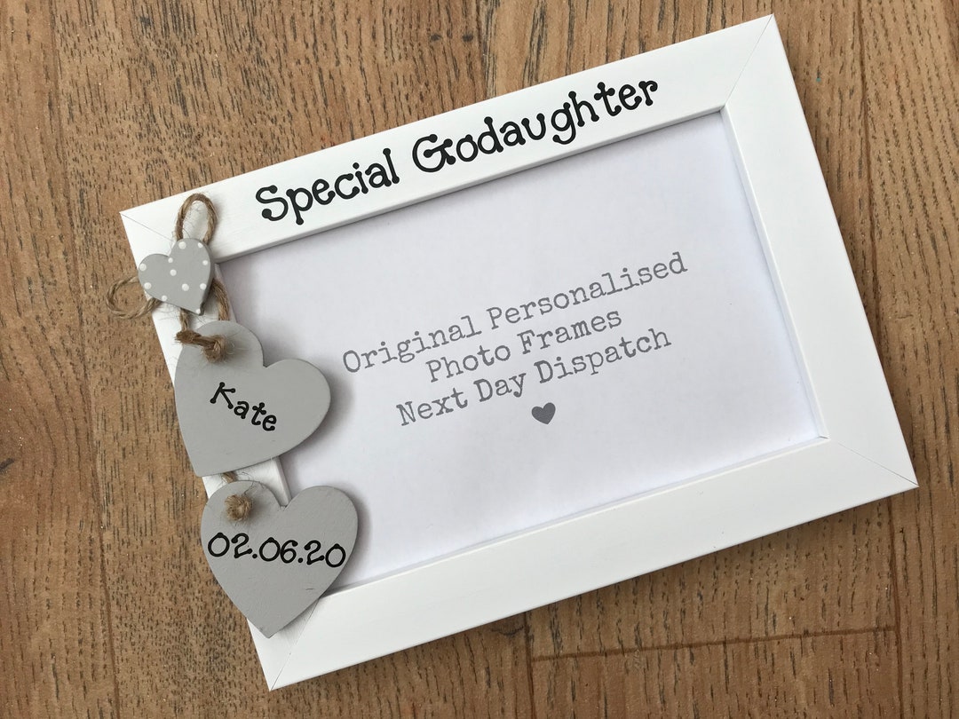 Handcrafted Personalised Goddaughter Godson Christening Day Gift Photo Picture Frame Keepsake