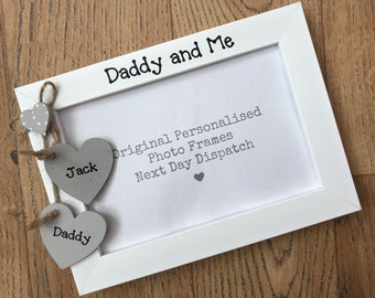 Handcrafted Personalised Daddy and Me Photo Picture Frame Keepsake Birthday Gift Fathers Day Gift Any Wording 6x4" 5x7" 8x6" 10x8