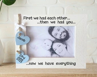 Personalised Mummy, Daddy And Baby New Family Baby Gift Handcrafted Wooden Photo Frame Picture Keepsake Any Wording 6x4 5x7