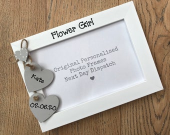 Handcrafted Personalised Flower Girl Bridesmaid Thank You Photo Picture Frame Keepsake Gift Quick Dispatch Any Wording 6x4" 5x7" 8x6" 10x8"