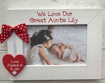 Personalised We Love Our Great Auntie Wooden Handcrafted Photo Frame Picture Keepsake Birthday Gift Any Wording 6x4 5x7