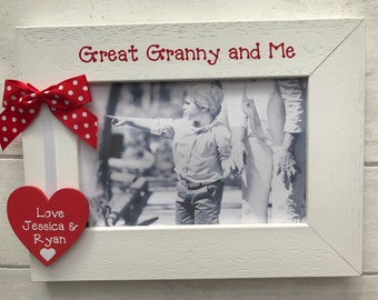 Personalised Great Granny and Me Wooden Handcrafted Photo Frame Picture Keepsake Birthday Gift Any Wording 6x4 5x7