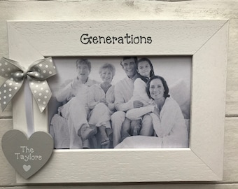 Personalised Family Generations Memory Gift Wooden Handcrafted Photo Frame Picture Keepsake Gift Any Wording 6x4 5x7