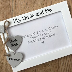 Handcrafted Personalised Uncle and Me Birthday Gift Photo Picture Frame Keepsake Quick Dispatch Any Wording 6x4 5x7 8x6 10x8 image 1