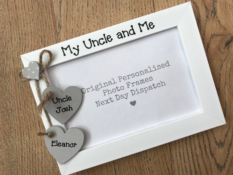 Handcrafted Personalised Uncle and Me Birthday Gift Photo Picture Frame Keepsake Quick Dispatch Any Wording 6x4 5x7 8x6 10x8 image 1