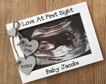 Handcrafted Personalised Love At First Sight Babys First Scan Ultrasound Photo Frame New Parents Keepsake Gift Quick Dispatch