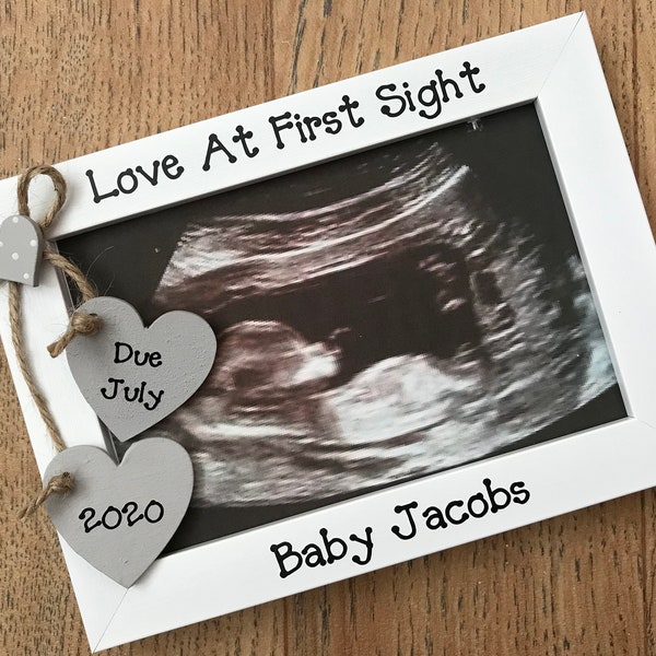 Handcrafted Personalised Love At First Sight Babys First Scan Ultrasound Photo Frame New Parents Keepsake Gift Quick Dispatch