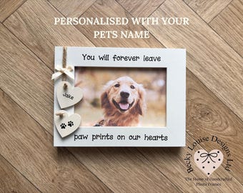 Handcrafted Personalised Dog Pet Memorial Photo Frame Gift for Grieving