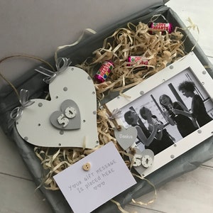 Caja de regalo personalizada para el 50 cumpleaños, marco de fotos y decoración en forma de corazón, mensaje personalizado.