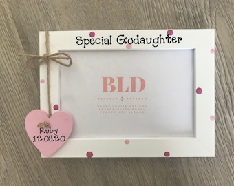 Handcrafted Personalised Special Goddaughter Christening Day Godparents Photo Picture Frame Keepsake Gift Any Wording 6x4" 5x7" 8x6" 10x8