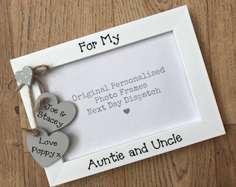 Handcrafted Personalised For My Auntie and Uncle Photo Picture Frame Gift Keepsake Quick Dispatch Any Wording 6x4" 5x7" 8x6" 10x8"