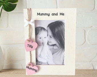 Personalised Mummy and Me Birthday Christmas Gift Handcrafted Wooden Photo Frame Picture Keepsake Any Wording 6x4 5x7