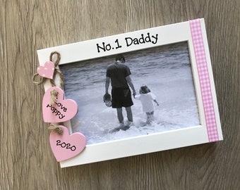 Personalised Handcrafted No.1 Daddy Fathers Day Dad Photo Picture Frame Birthday Gift Keepsake Any Wording 6x4"5x7"8x6"10x8"