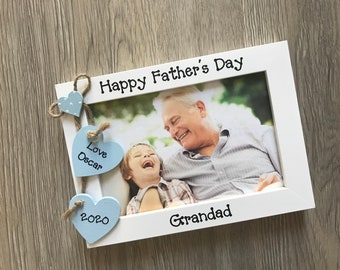 Handcrafted Personalised Happy Fathers Day Grandad Photo Picture Frame Keepsake Gift Any Wording 6x4" 5x7" 8x6" 10x8