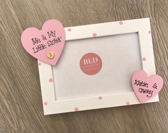 Personalised Sister Photo Frame - Polka Dot Picture Frame - Custom Names Gift
