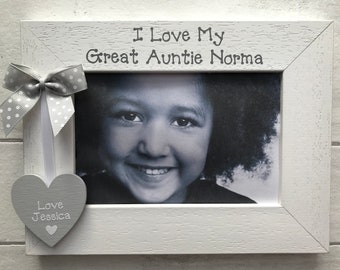 Personalised I Love My Great Auntie Wooden Handcrafted Photo Frame Picture Keepsake Birthday Gift Any Wording 6x4 5x7