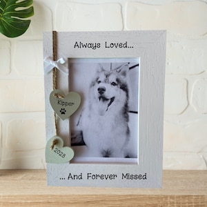 Personalised Pet Dog Cat Loss Bereavement Handcrafted Wooden Photo Frame Picture Keepsake Gift Any Wording 6x4 5x7