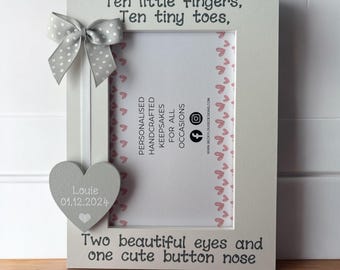 Personalized Baby Photo Frame, Newborn Keepsake, Handcrafted Nursery Decor, Custom Date Gift