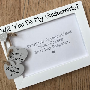 Handcrafted Personalised Will you be my Godparents?  Photo Picture Frame Keepsake Gift Any Wording 6x4" 5x7" 8x6" 10x8