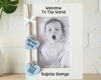 Personalised Welcome To The World New Baby Gift Handcrafted Wooden Photo Frame Picture Keepsake Any Wording 6x4 5x7