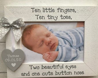 Personalised Newborn Baby Boy Girl First Photo Gift Wooden Handcrafted Photo Frame Picture Keepsake Gift Any Wording 6x4 5x7