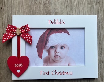 Baby's First Christmas Gift For Girl Boy Personalised Handcrafted Photo Frame Keepsake