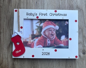 Baby's First Christmas Gift For Girl Boy Personalised Handcrafted Photo Frame Keepsake