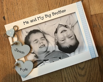 Gepersonaliseerde handgemaakte mij en mijn grote broer broers en zussen frame gepersonaliseerde foto fotolijst verjaardagscadeau aandenken kinderkamer slaapkamer decor