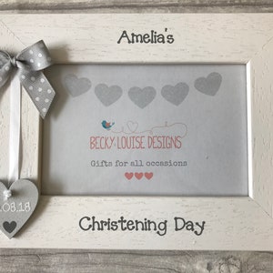 Personalised Christening Day Handcrafted Photo Frame Any Wording 6x4 image 1