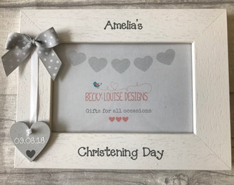 Personalised Christening Day Handcrafted Photo Frame Any Wording 6x4