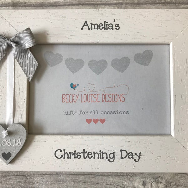 Personalised Christening Day Handcrafted Photo Frame Any Wording 6x4