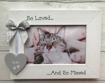 Personalised Wooden Handcrafted Cat Memory Remembrance Pet Photo Frame Picture Keepsake Gift Any Wording 6x4 5x7