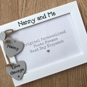 Handcrafted Personalised Nanny and Me Photo Picture Frame Keepsake Birthday Gift Mothers Day Gift Any Wording 6x4" 5x7" 8x6" 10x8