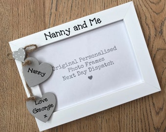 Handcrafted Personalised Nanny and Me Photo Picture Frame Keepsake Birthday Gift Mothers Day Gift Any Wording 6x4" 5x7" 8x6" 10x8