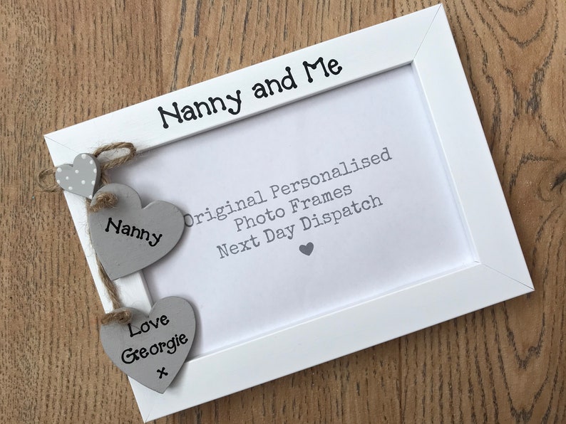 Handcrafted Personalised Nanny and Me Photo Picture Frame Keepsake Birthday Gift Mothers Day Gift Any Wording 6x4