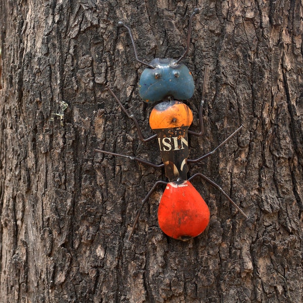 Recycled Metal Ant Garden and Home Decor Ornament great for outdoor patio, garden or living space