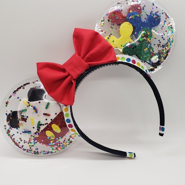 Birthday Cupcake & Mickey Balloon Minnie Ears - birthday hat Mickey Ears - Disney Birthday Minnie Ears - Mickey Balloon Mouse ears - clear