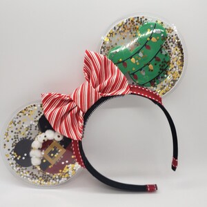 Christmas Mickey ears - Disney Christmas Minnie Ears - Santa Mickey ears - Clear Ears - Christmas Mickey icons - Disney Holiday minnie ears