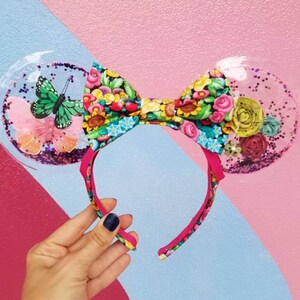 Fluttering Florals Epcot flower and garden festival minnie ears - clearly magic clear ears - flower garden disney ears - floral minnie ears