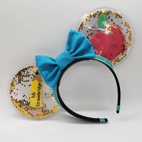 Teacher Appreciation Minnie ears - customizable - clearly magic clear ears - Teacher Disney Ears - Pencil Apple Teacher