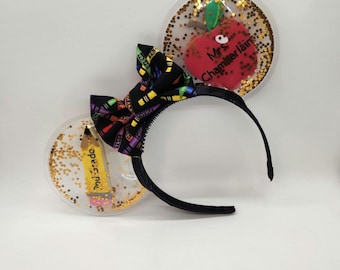 Teacher Appreciation Minnie ears - customizable - clearly magic clear ears - Teacher Disney Ears - Pencil Apple Teacher