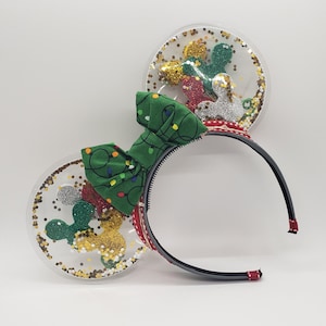 Christmas Balloon Minnie Ears - Mickey Balloon Ears - Clearly Magic Clear Ears - Celebrate Mickey ears - Birthday Disney Ears