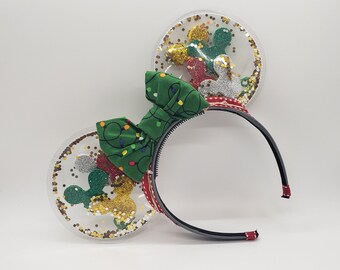 Christmas Balloon Minnie Ears - Mickey Balloon Ears - Clearly Magic Clear Ears - Celebrate Mickey ears - Birthday Disney Ears