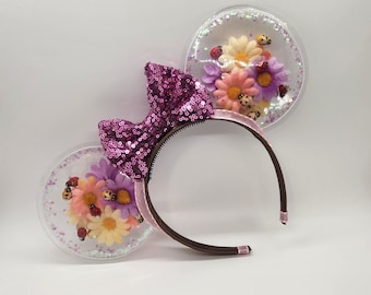 Orejas de Minnie con diseño de princesa flor, orejas de Disney con diseño floral de abejas y mariquita, orejas de Disney que se pueden agitar, orejas de margarita, orejas del festival de flores y jardines.